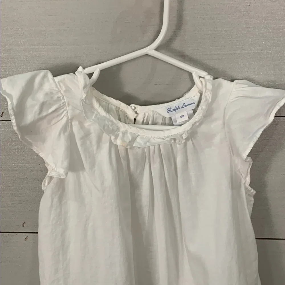 Ralph Lauren White Blouse with Flutter Cap Sleeves